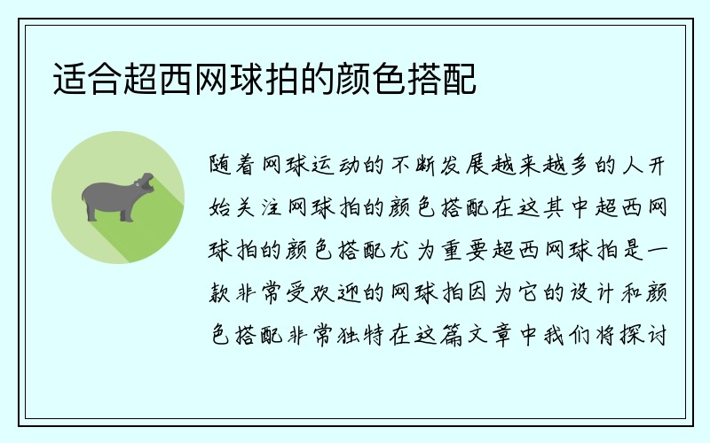 适合超西网球拍的颜色搭配