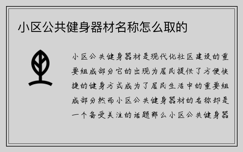 小区公共健身器材名称怎么取的